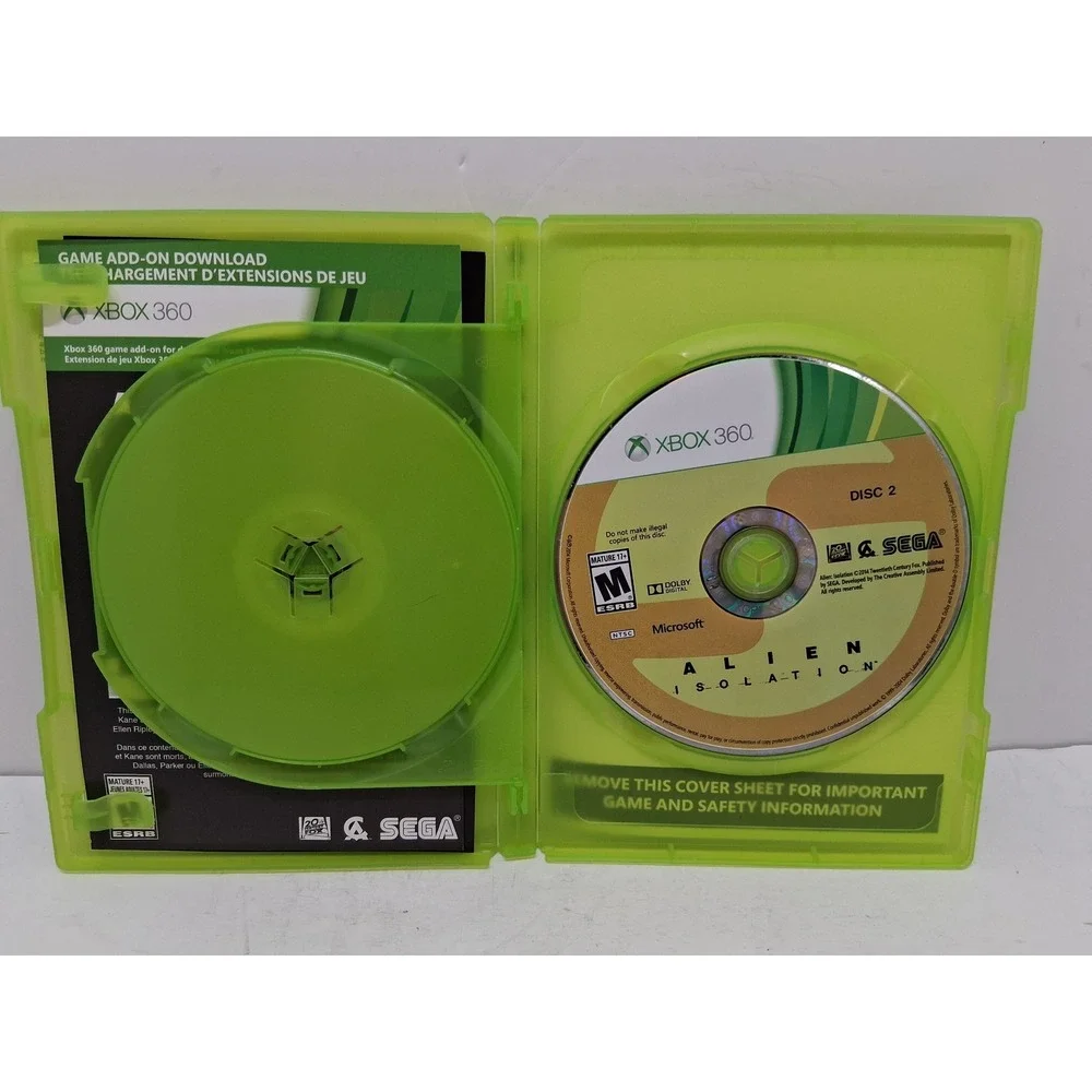 Alien Isolation Nostromo Edition Xbox 360 Sega 2014 Horror Game 2-Disc Set